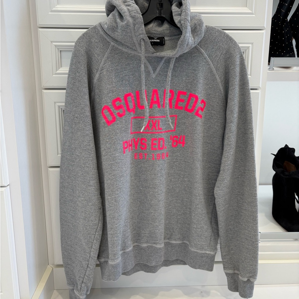 DSQUARED2 Gray Hoodie with Pink Logo